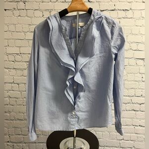 Loft blue ruffle blouse size S